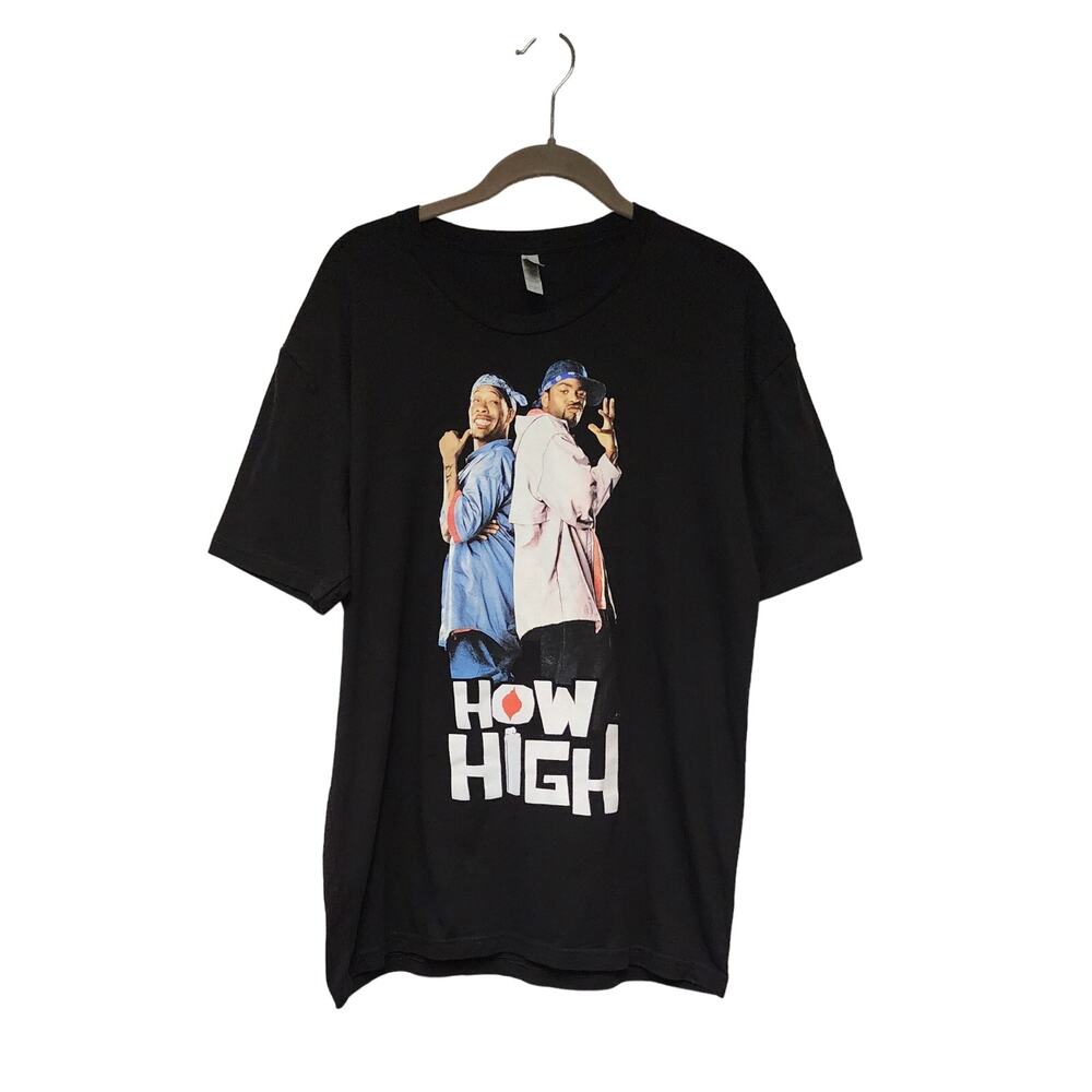 VINTAGE "HOW HIGH" Tee Size Large Multicolor Black